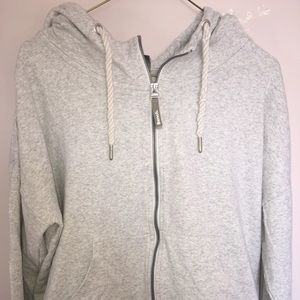 Bench white zip up relaxed hoodie